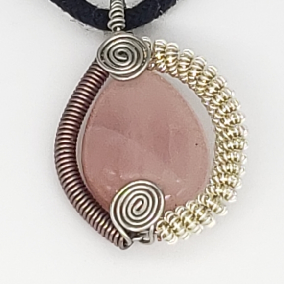 Wire Wrapped Rose Quartz Pendant Necklace - Picture 6 of 9
